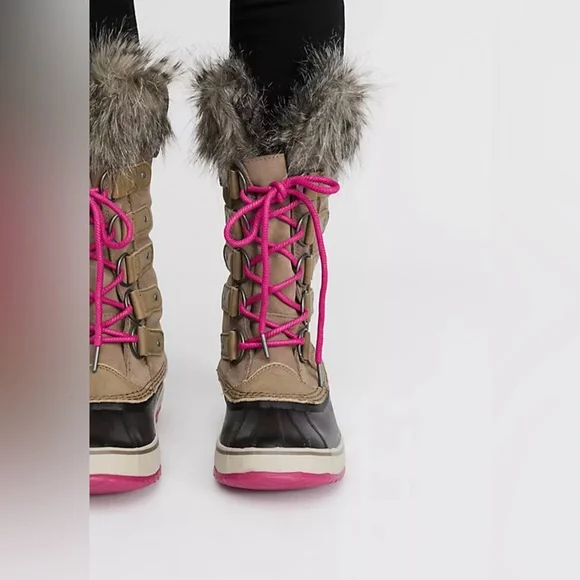 SOREL Joan Of Arctic Faux Fur Lined Suede Pebble Deep Blush Boots Wool Liner 12 - Picture 2 of 14